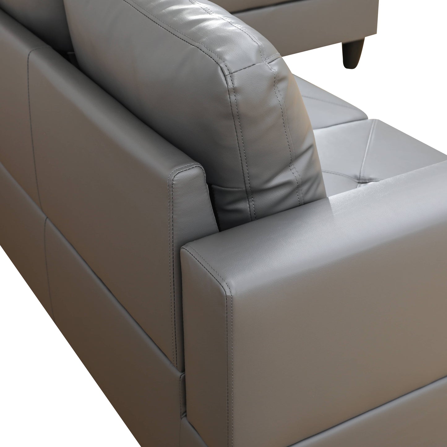 Gray leather sectional sofa