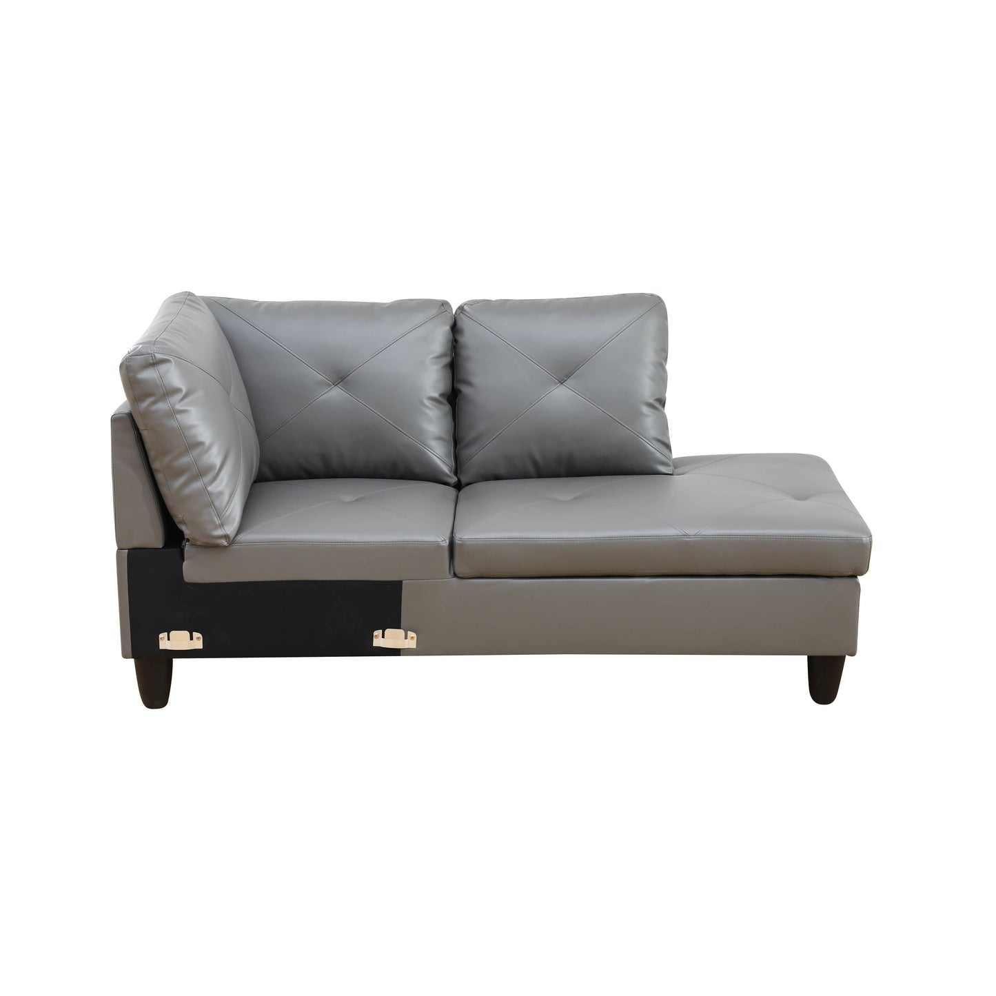 Gray faux leather modular sectional sofa with chaise