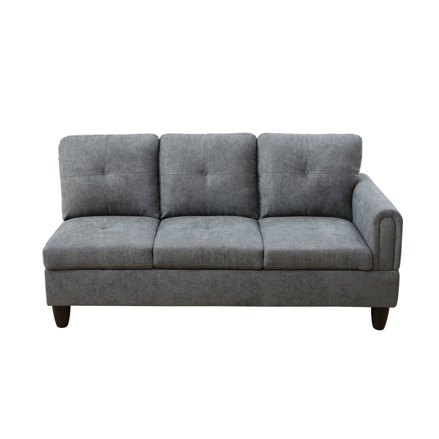 Modern gray fabric sectional sofa with tufted back cushions