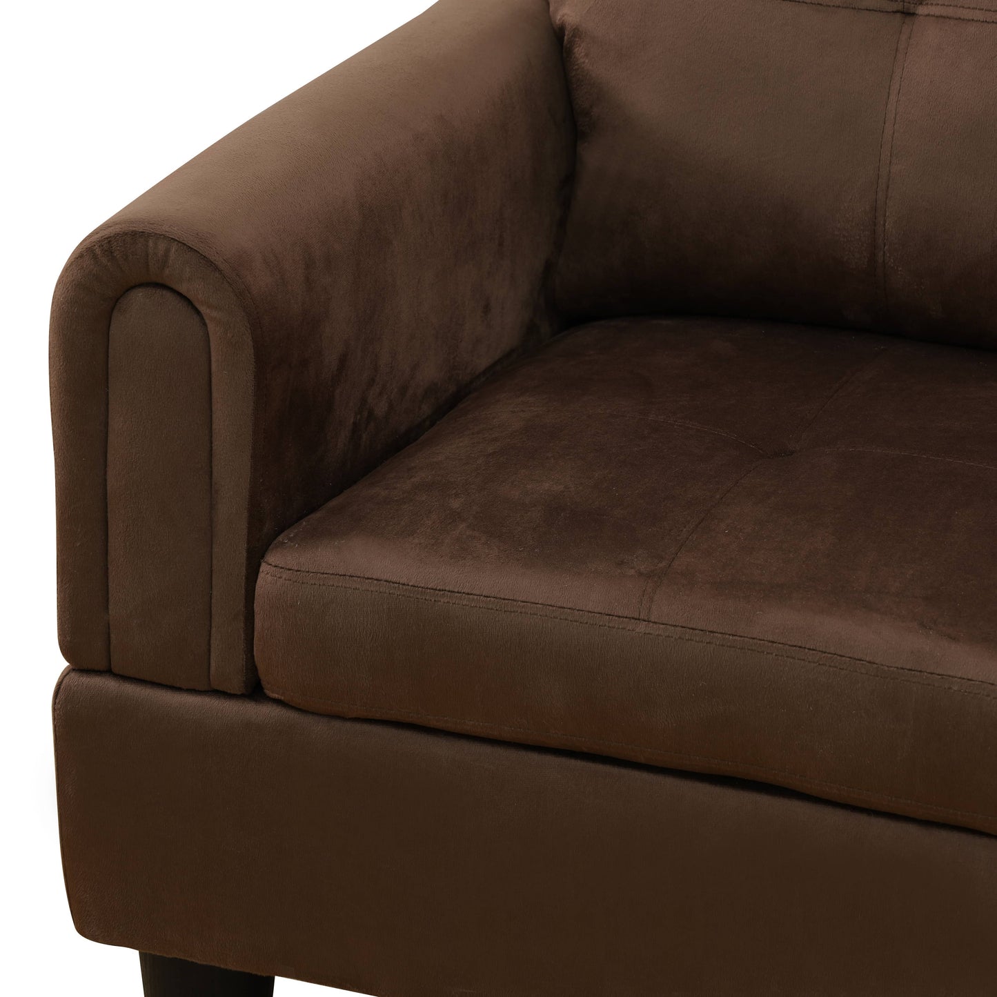 Dark brown velvet armchair detail