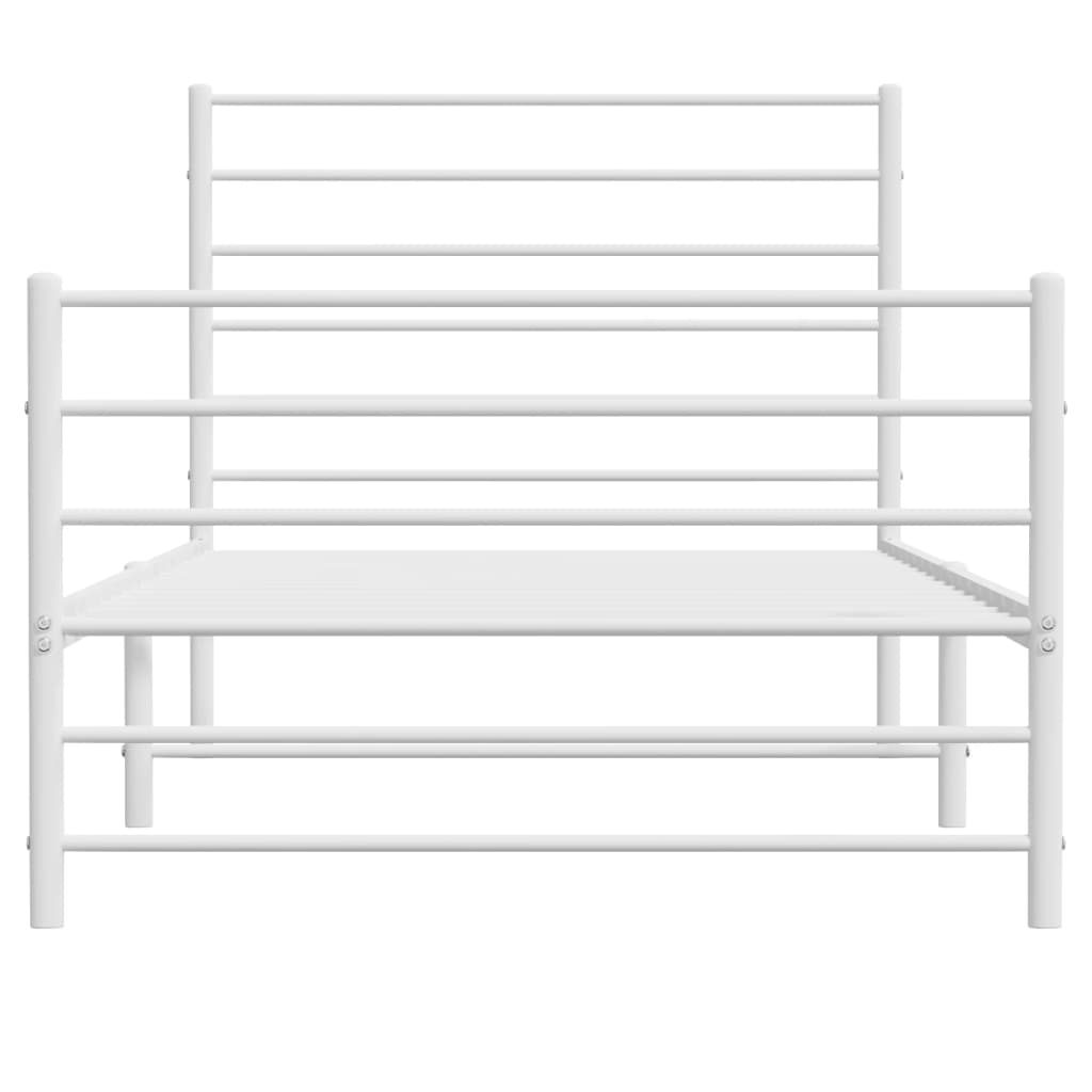 White metal single bed frame with mattress