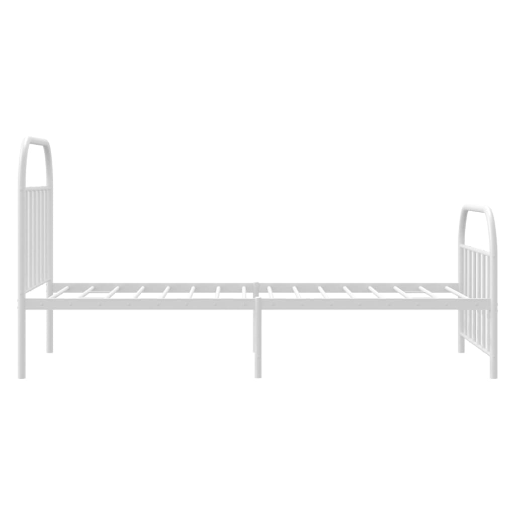 White metal twin bed frame with arched headboard and footboard