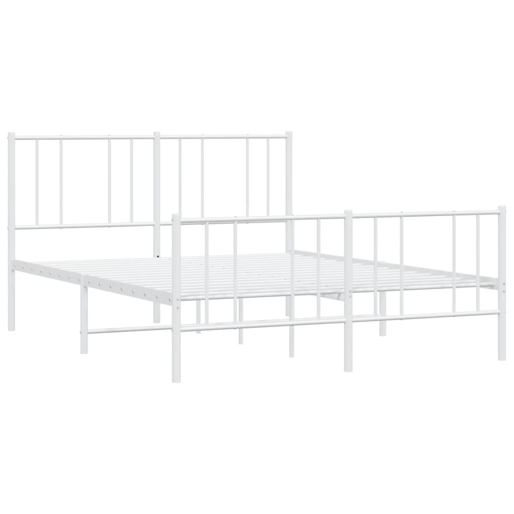White metal bed frame with mattress