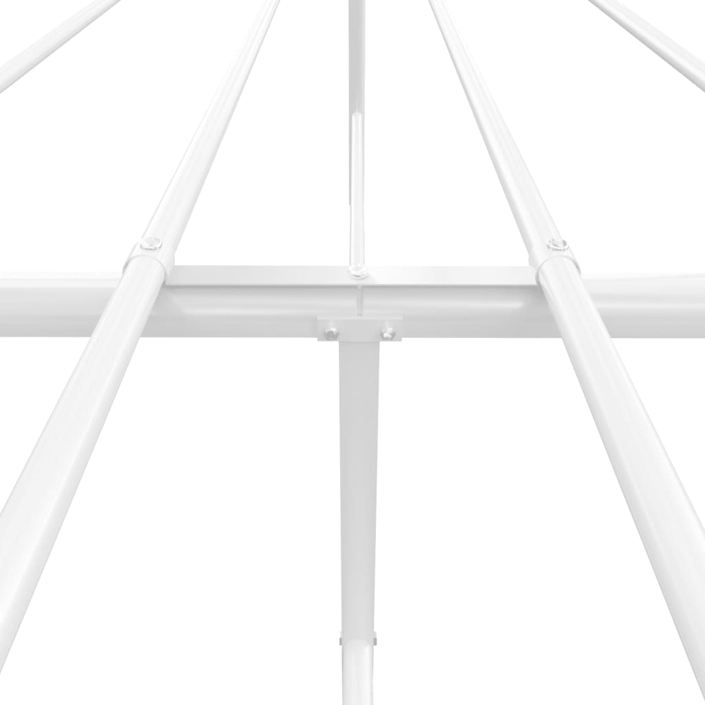 White metal twin bed frame with slatted mattress support