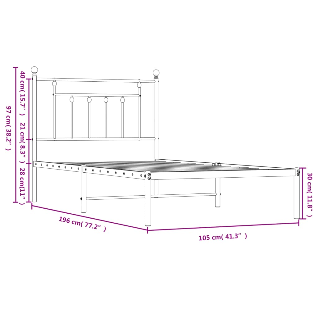 Black wrought iron bed frame headboard detail with decorative finials