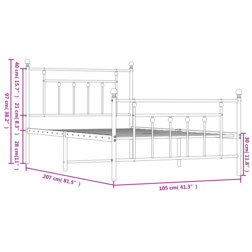 Black wrought iron bed frame detail with finial top