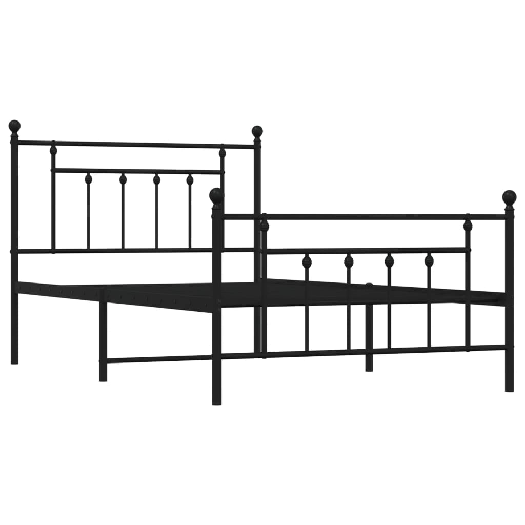 Black metal twin bed frame with mattress