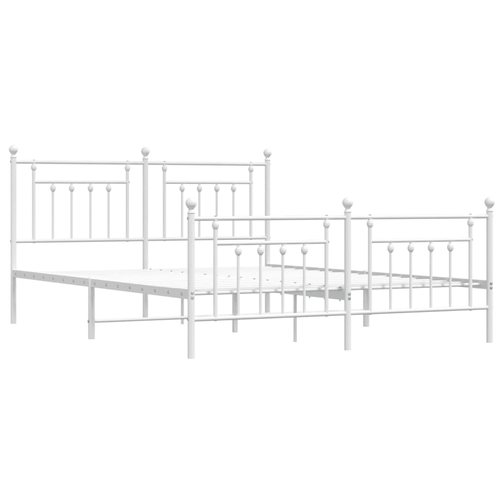 White metal bed frame with mattress