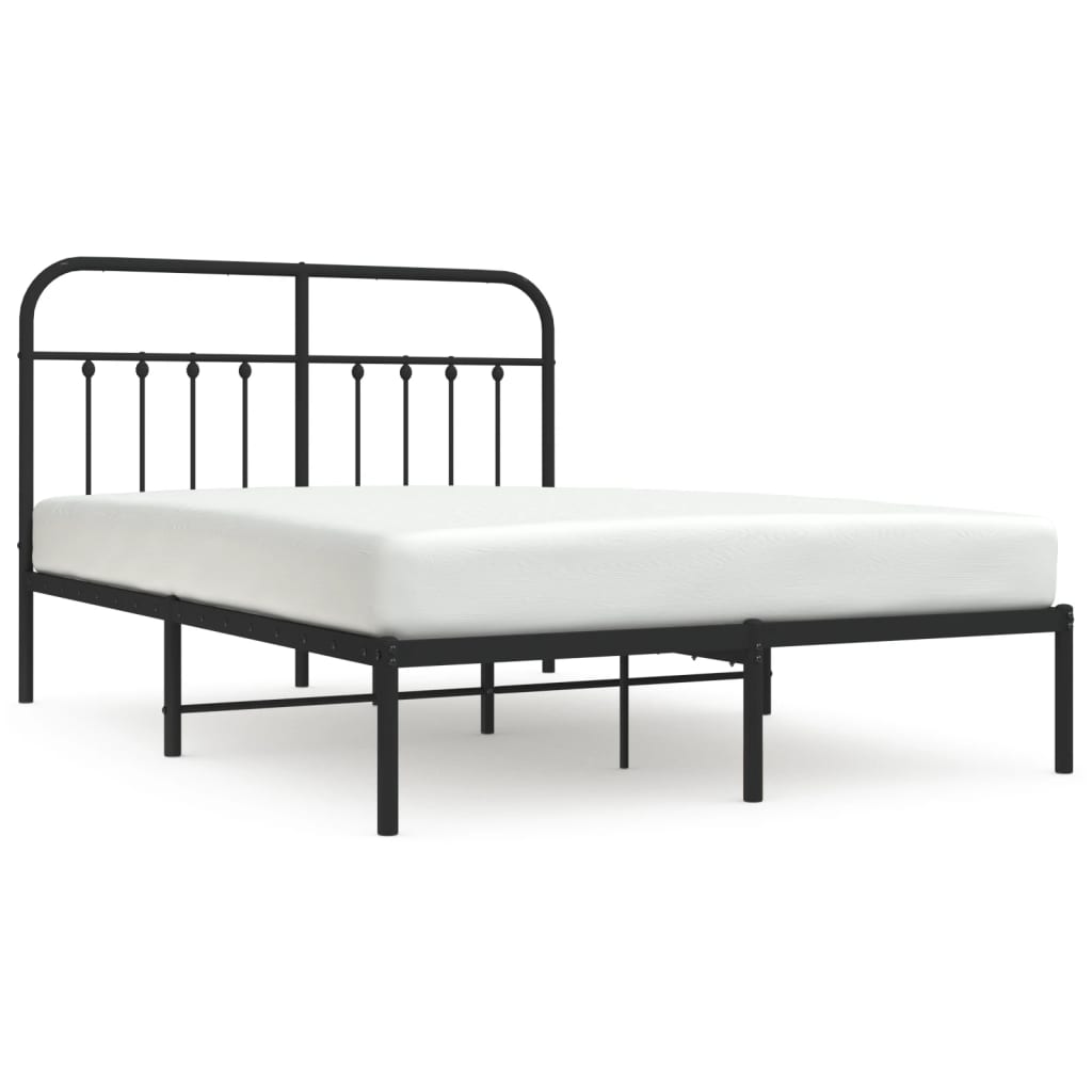 White metal bed frame with detailed dimensions shown