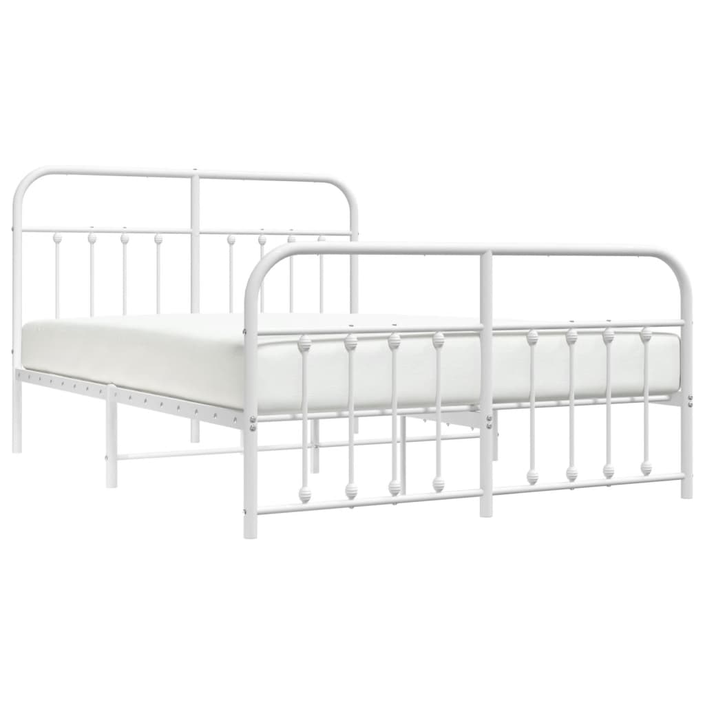 Classic white metal bed frame with a curved headboard and footboard