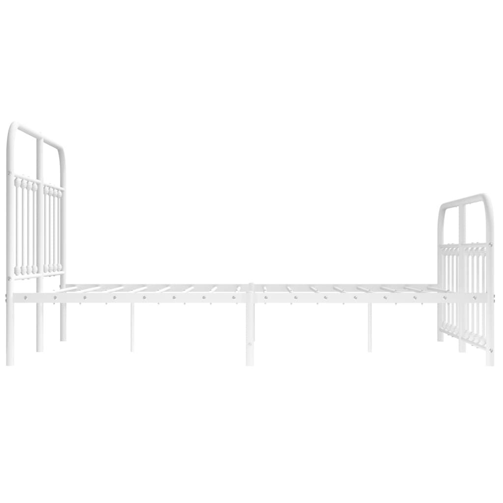 White metal twin bed frame with decorative spindles