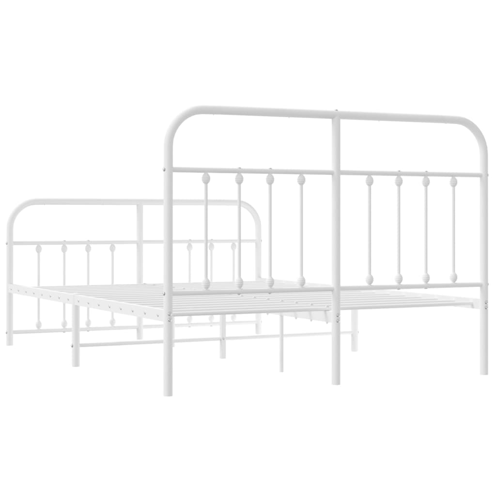 White metal twin bed frame with slatted support