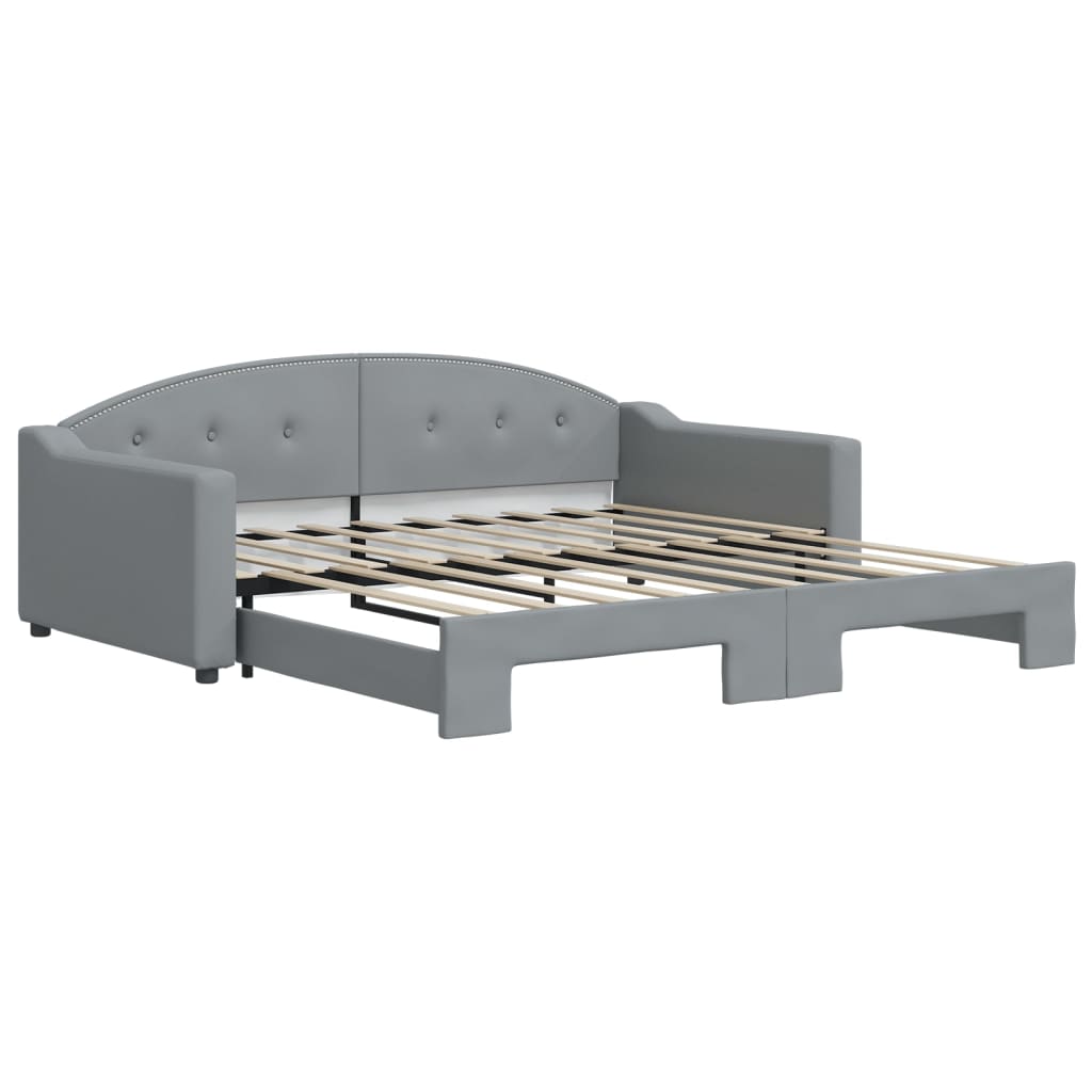 Diagram of a white sofa bed with dimensions labeled in centimeters and inches