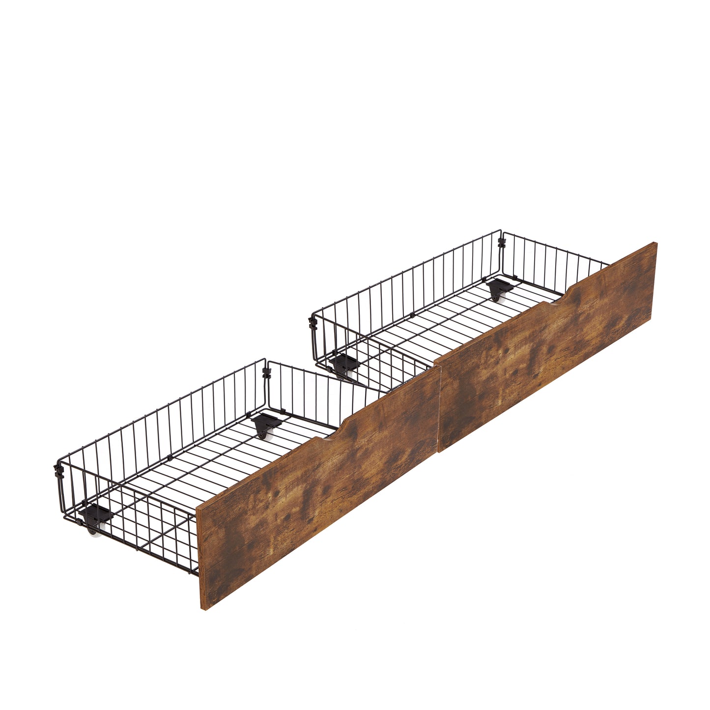 Metal wire drawer with rustic wood panel