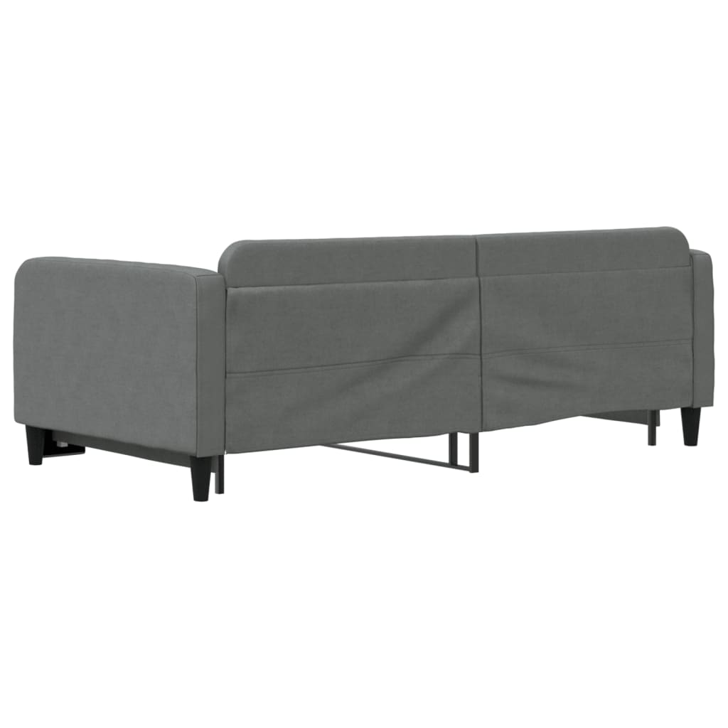 Gray upholstered daybed with pullout trundle frame