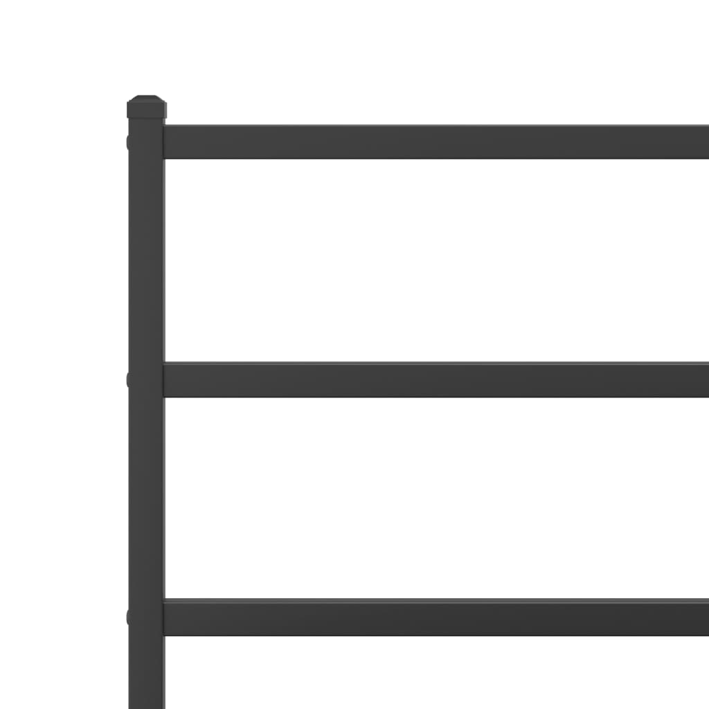 Black metal platform bed frame with headboard and footboard
