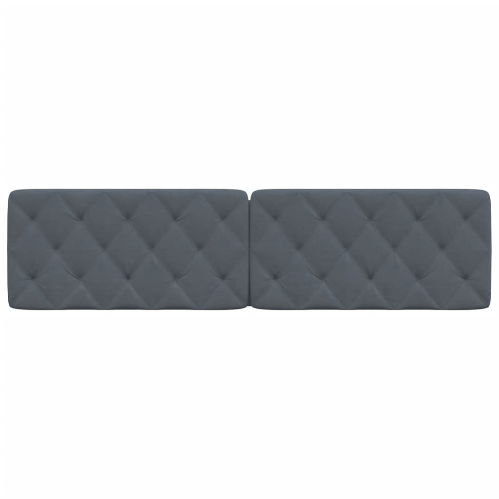 Diamond tufted upholstered headboard panels in dark gray