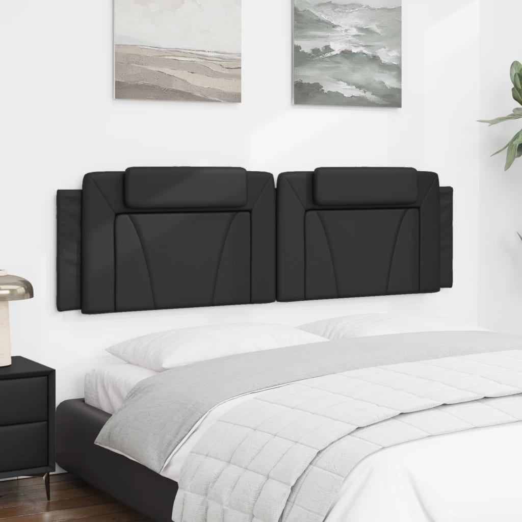 Black leather headboard with adjustable headrests