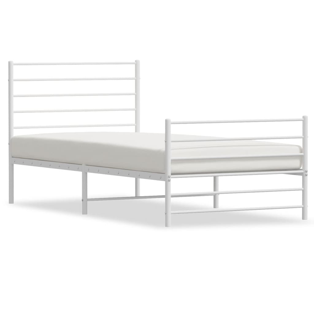 Metal bed frame with slatted headboard and footboard in black cm length