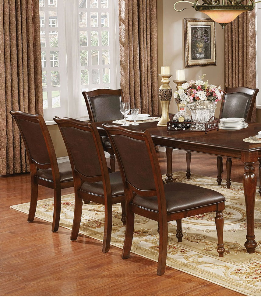 Elegant dark brown wood dining chairs with upholstered seat