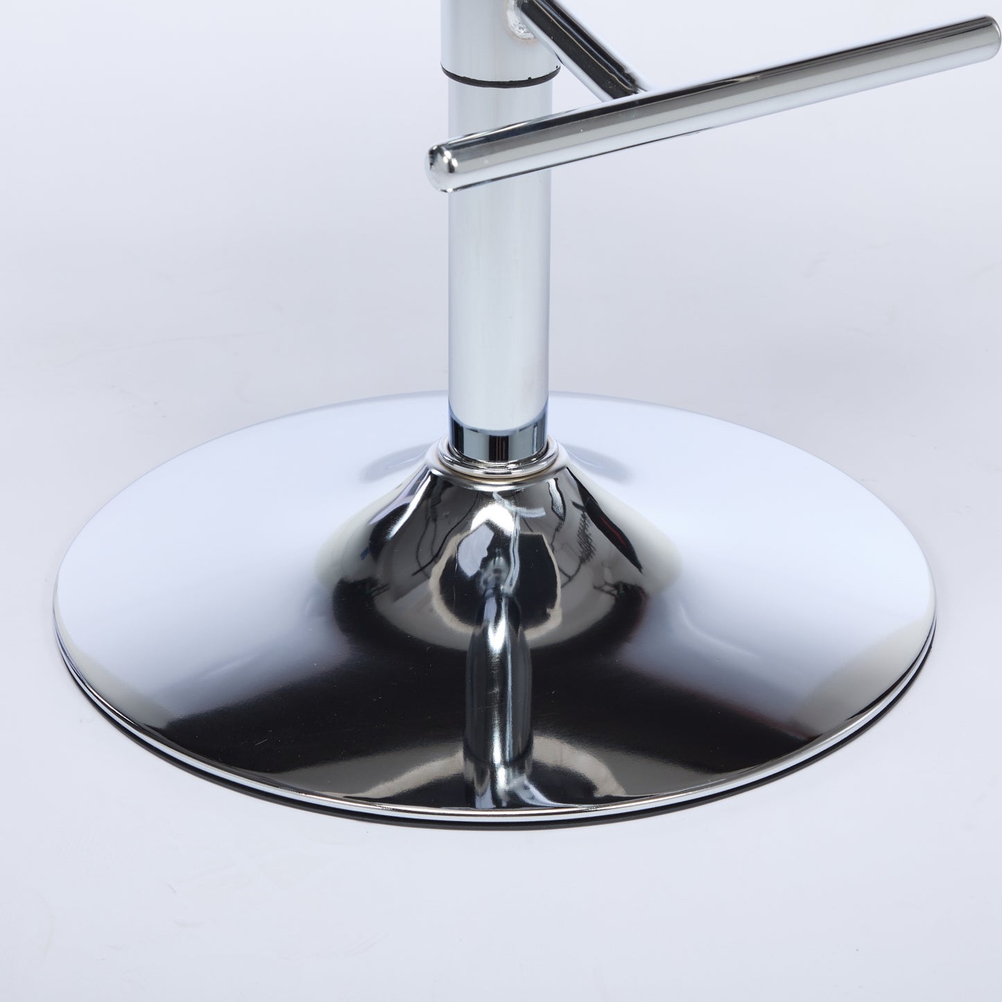 Polished chrome base and gas lift cylinder for adjustable bar stools
