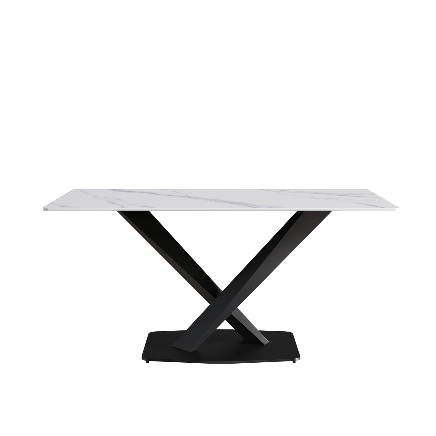 Modern marbletop dining table with black Xbase