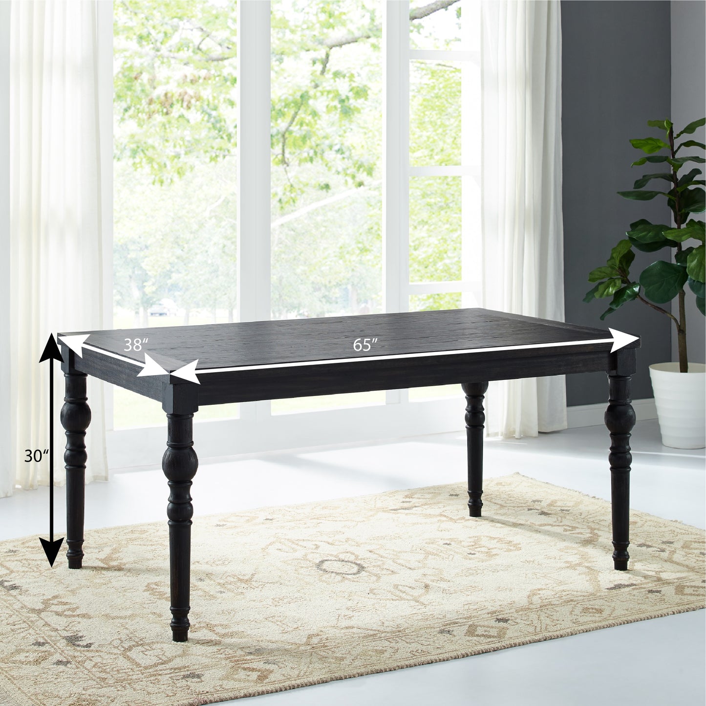 Dark wood dining table inches long inches wide inches high with turned legs