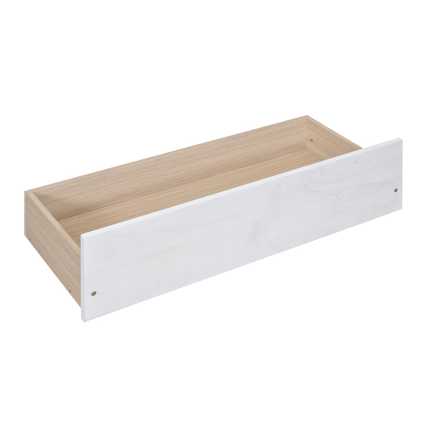 Wooden drawer with white front panel