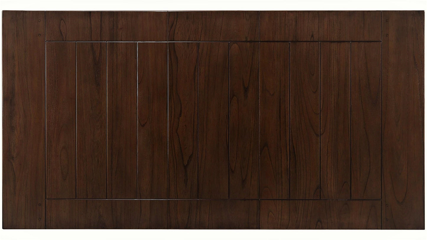 Dark brown wood tabletop with plank design