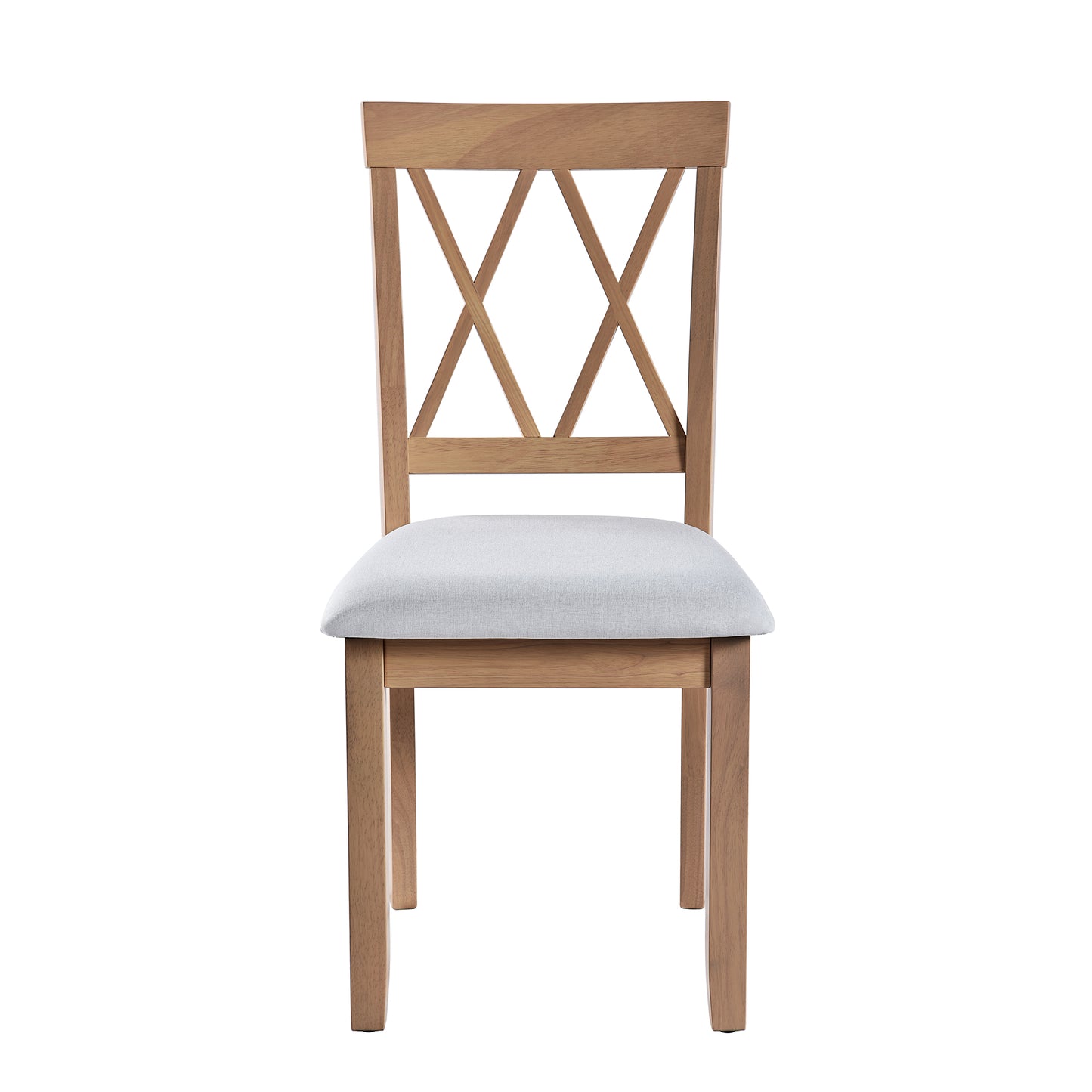 Wooden dining chair with Xback and upholstered seat