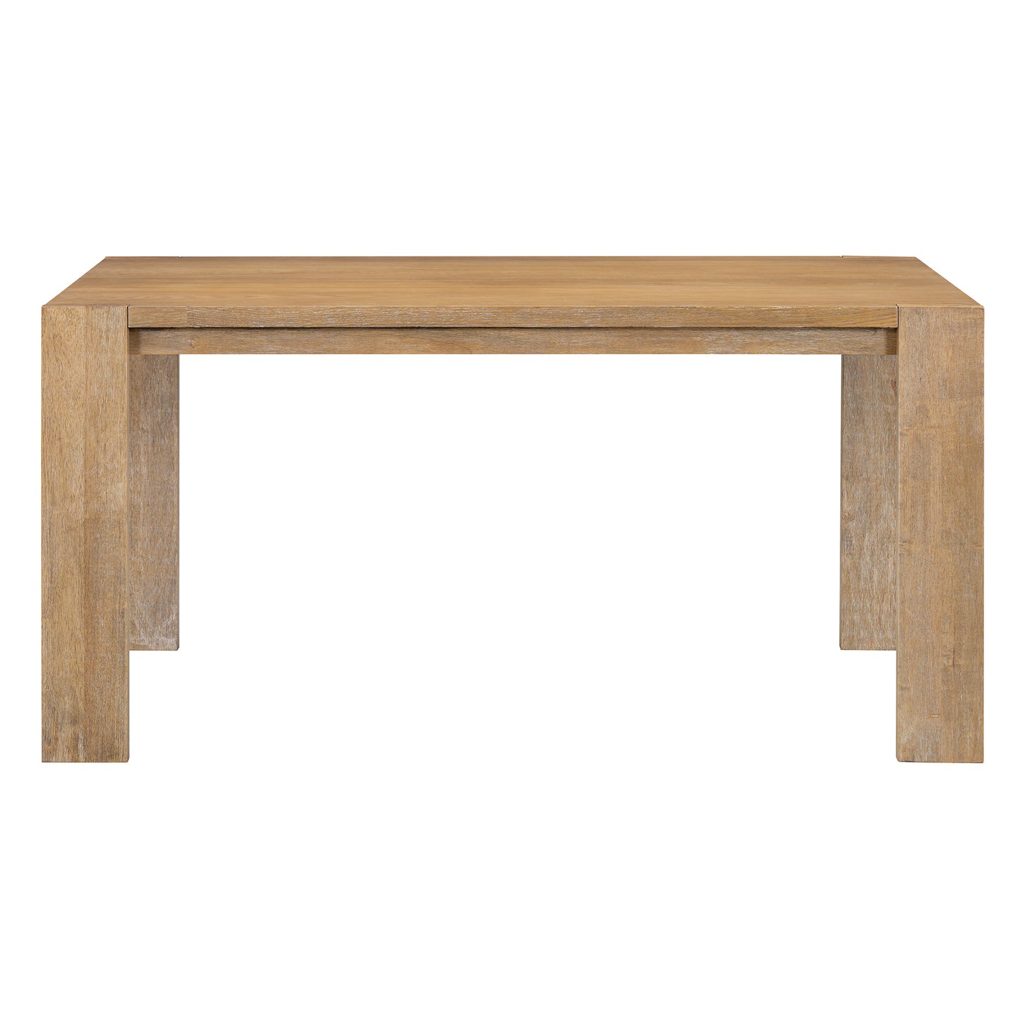 Light brown reclaimed wood dining table with clean lines