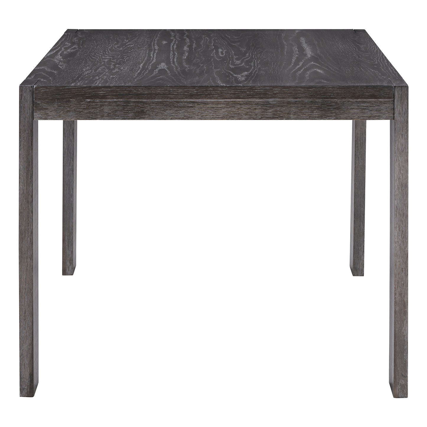 Dark grey oak dining table with natural wood grain texture