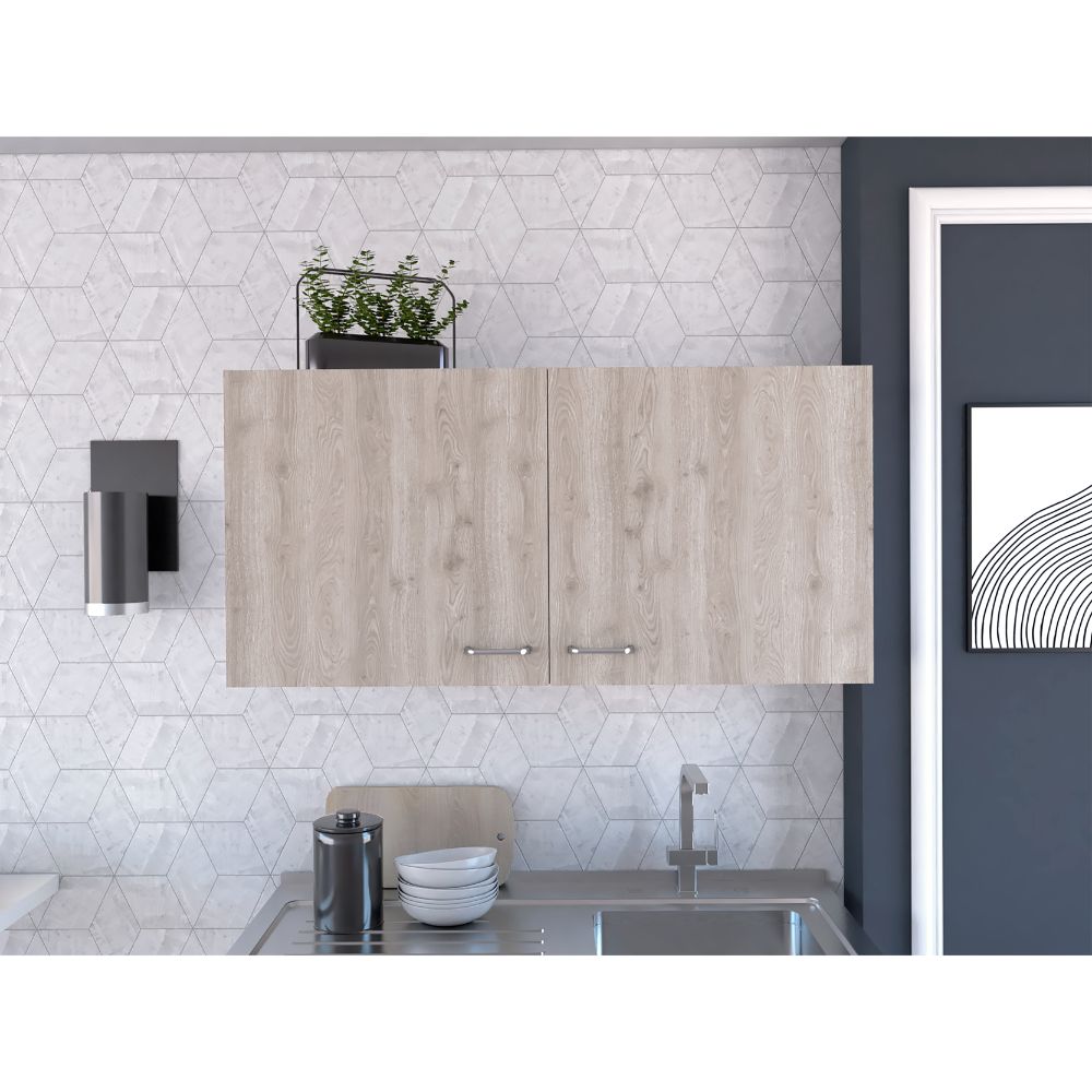 Light oak modern kitchen wall cabinet with two doors