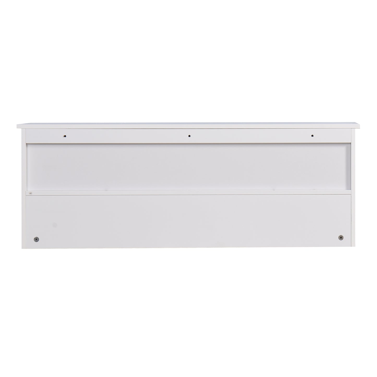 White metal wall cabinet with two shelf levels for home storage
