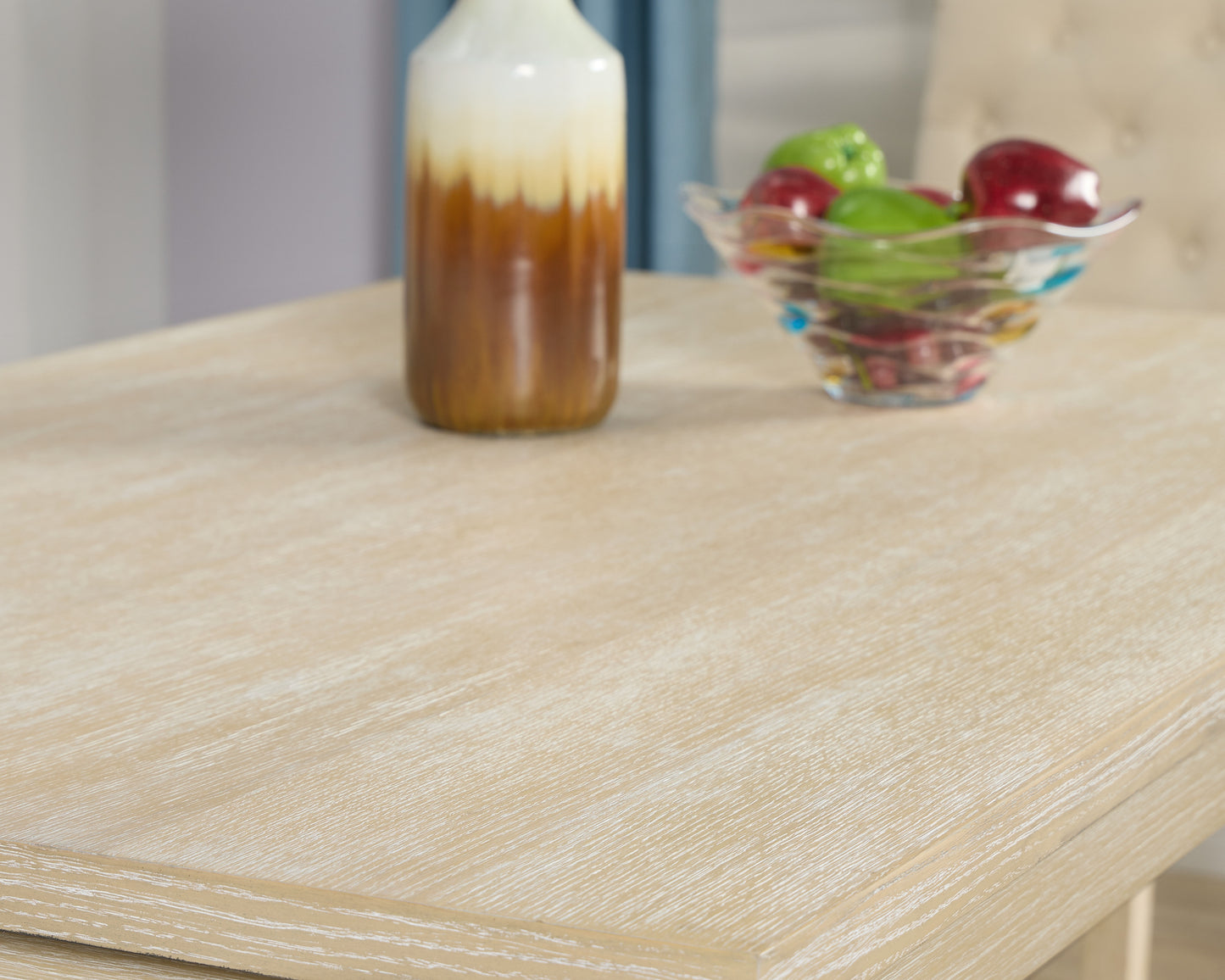 Textured light oak dining table surface with visible wood grain