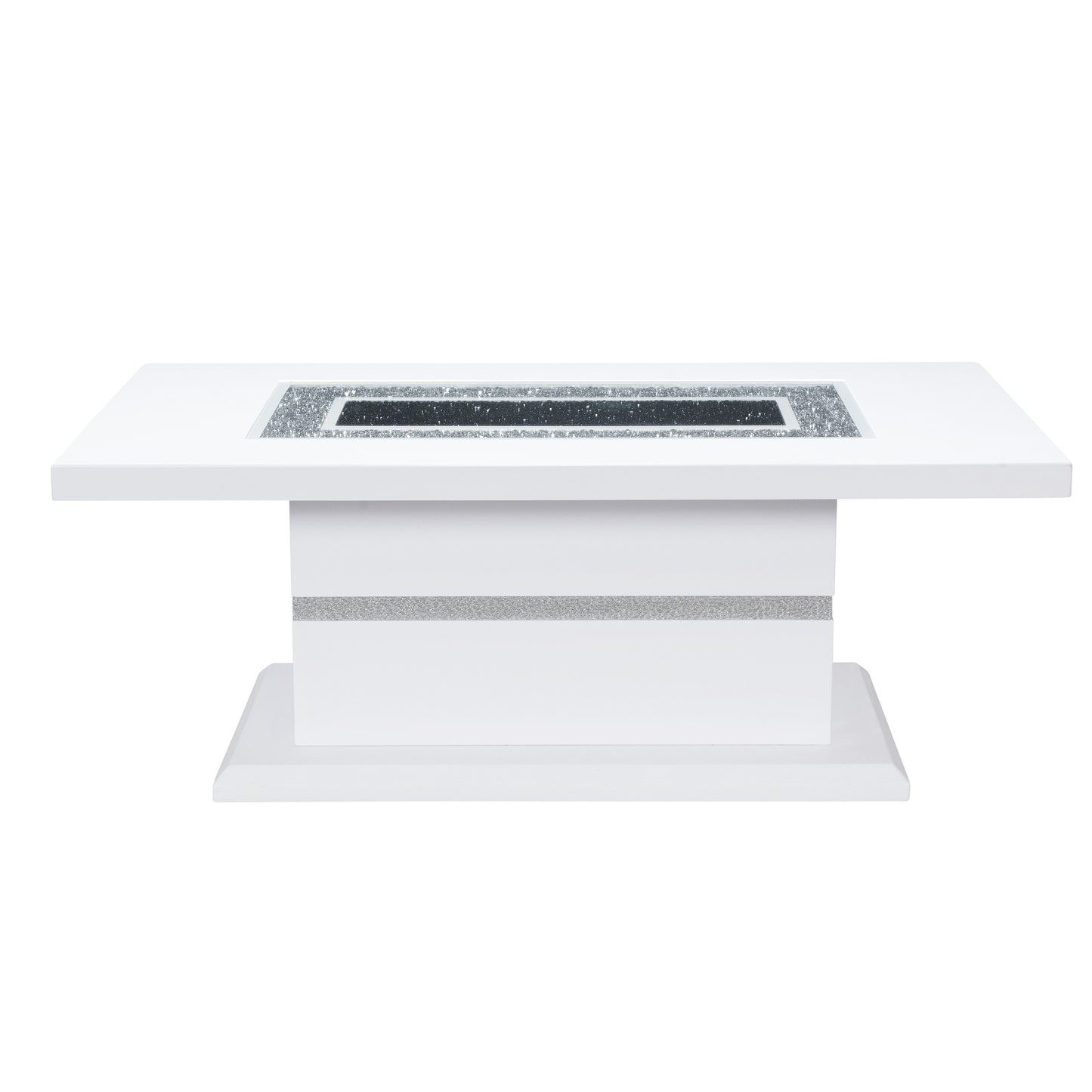 White contemporary coffee table with diamond crush inlay