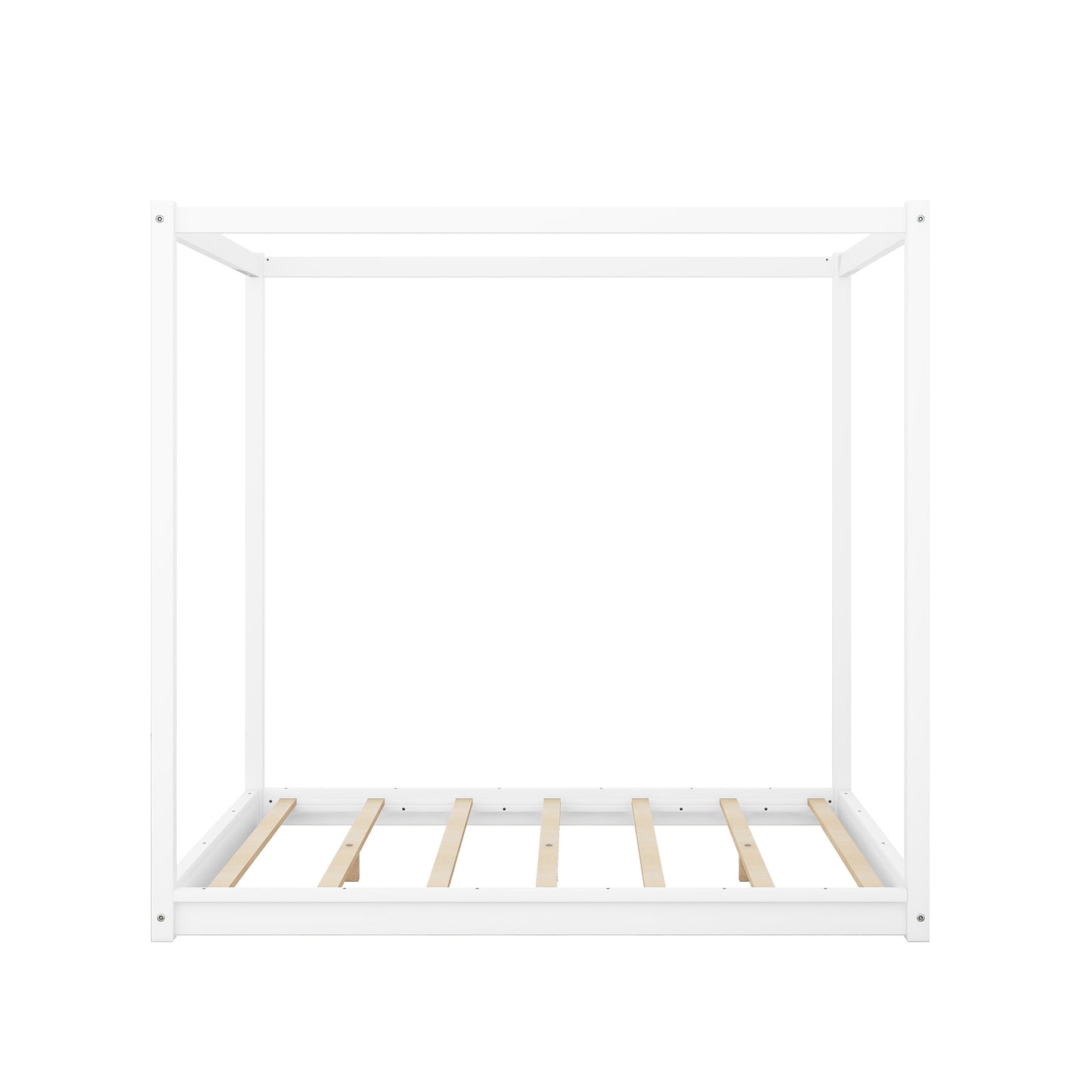 Modern white canopy bed frame