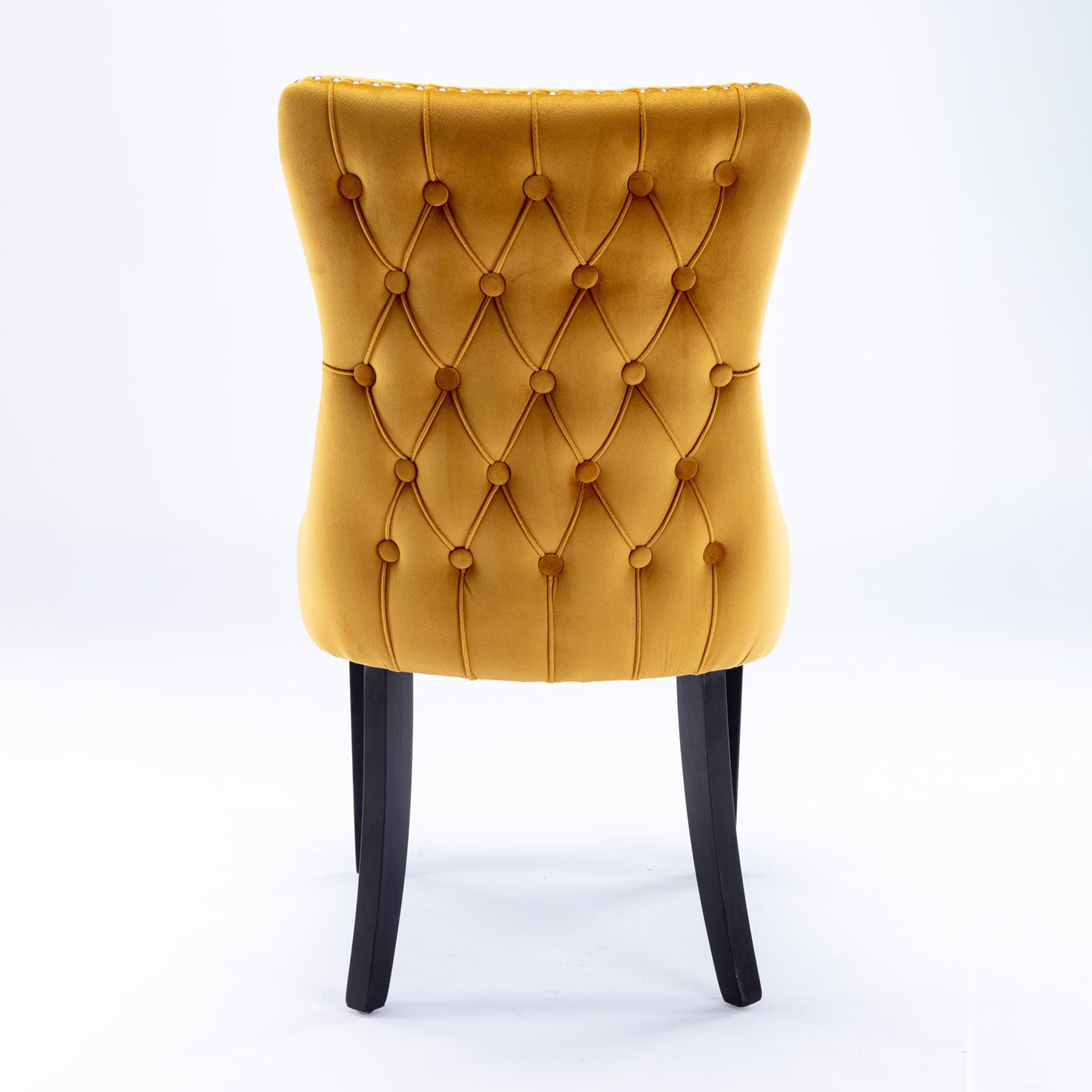 Yellow velvet accent chair with tufted diamond back