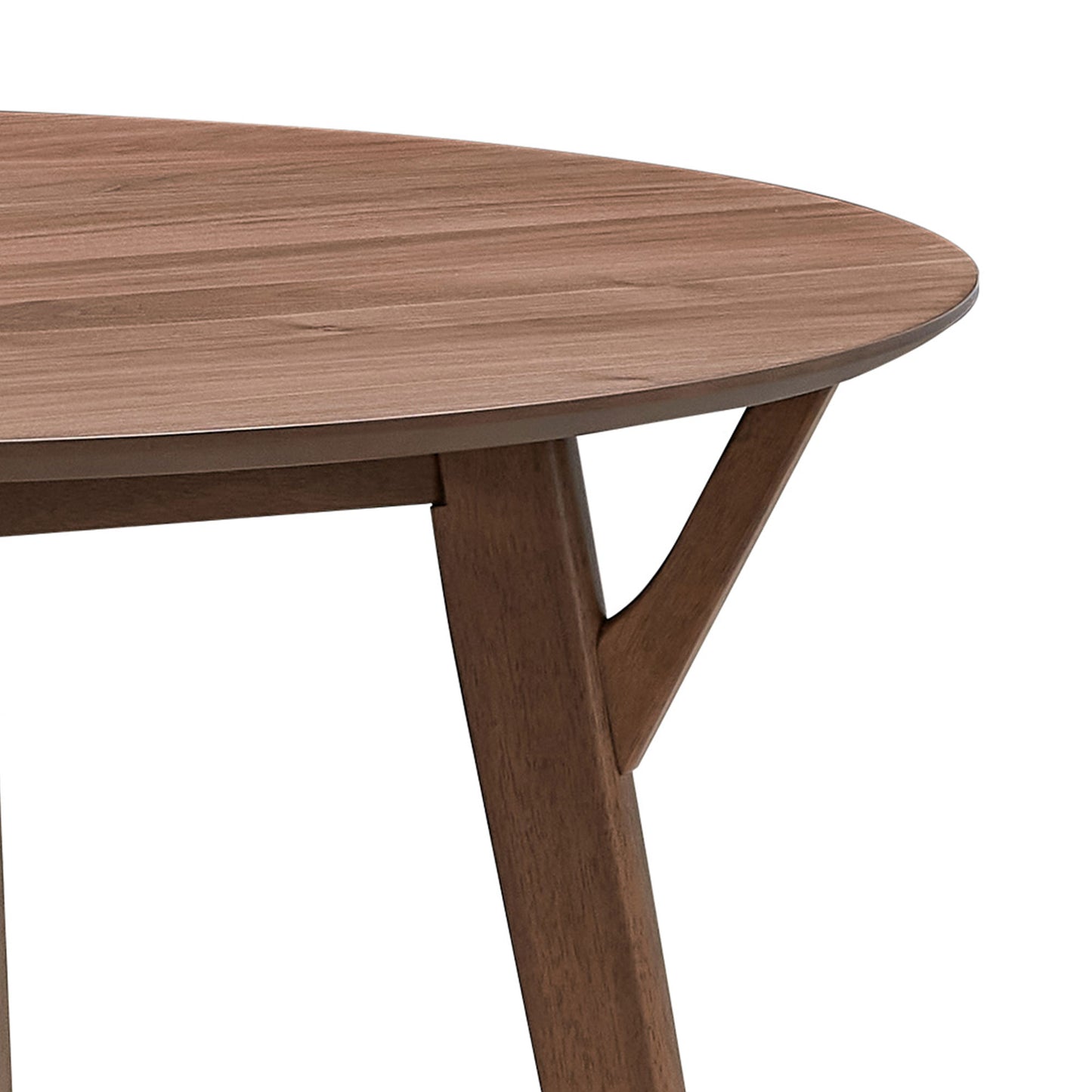 Round walnut veneer dining table midcentury modern design ideal for small spaces