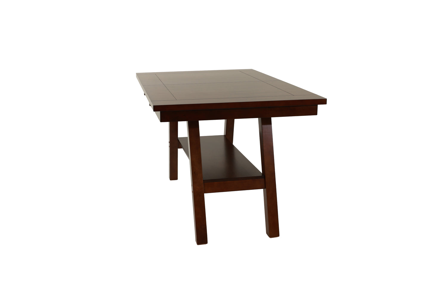 Rich brown wooden console table with a lower shelf
