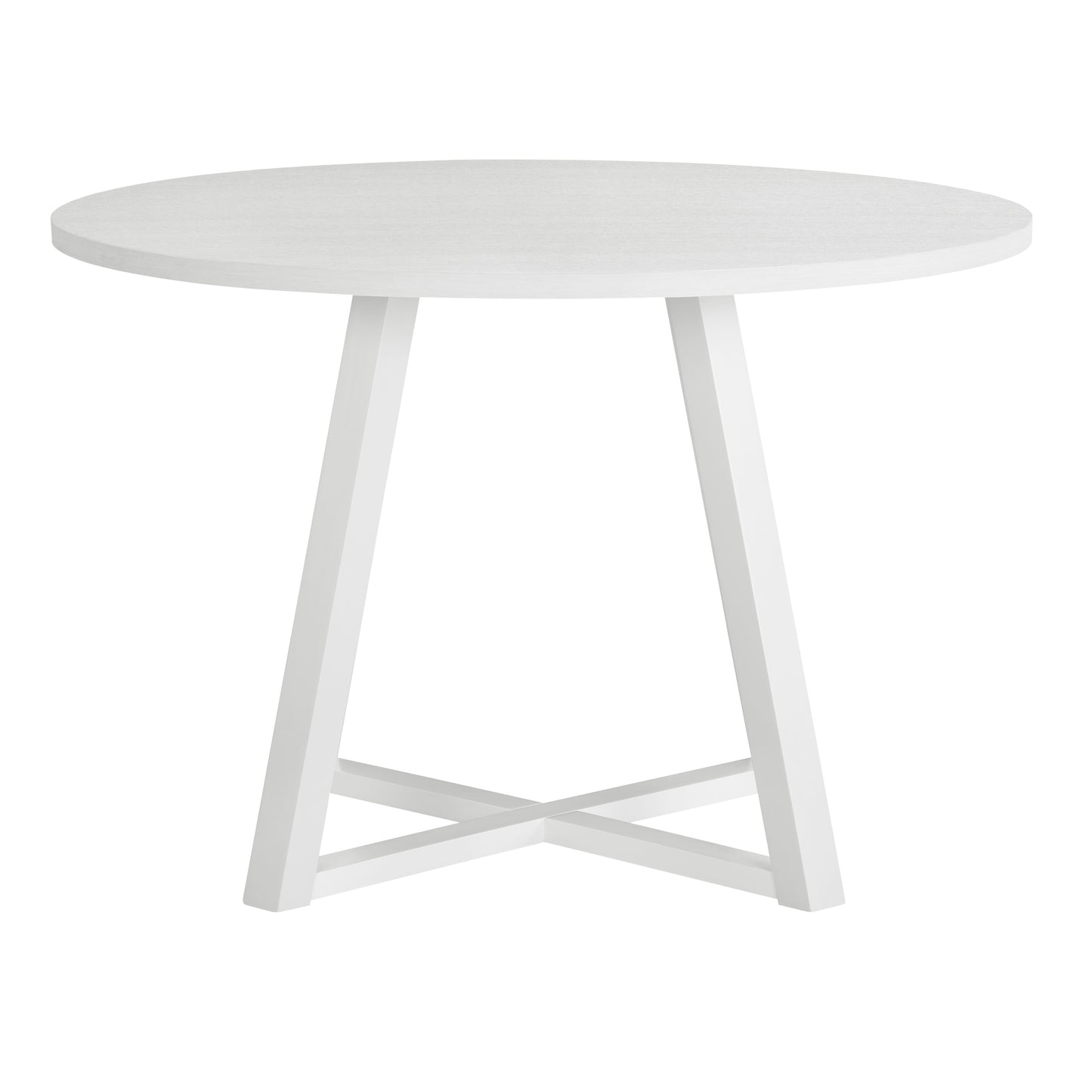White round dining table with modern Xshaped base