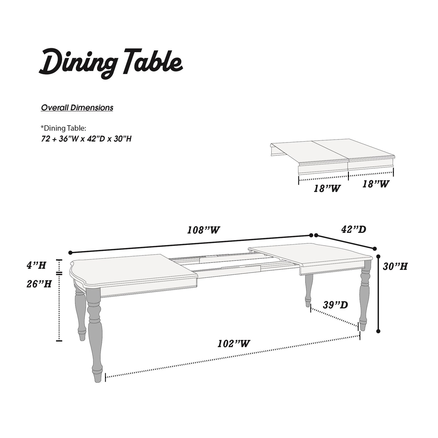Diagram of extending dining table
