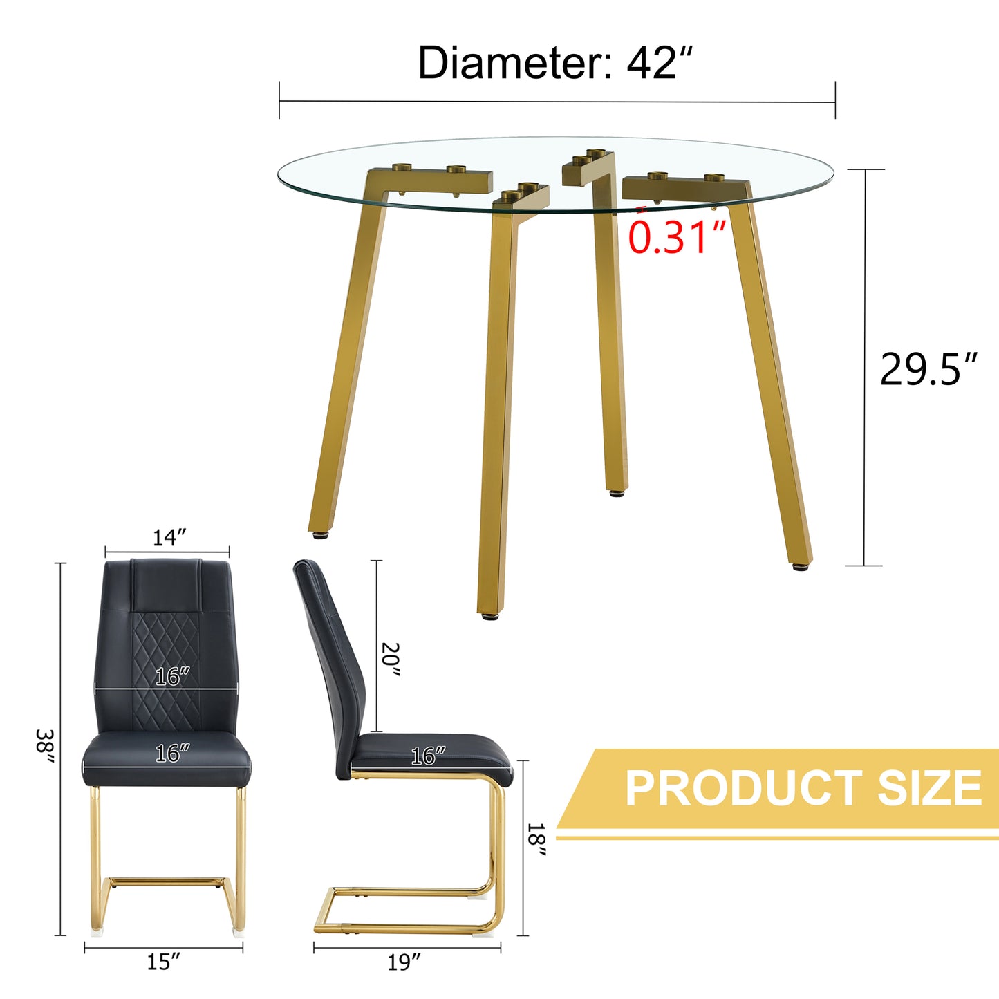 inch diameter round glass dining table with gold metal legs