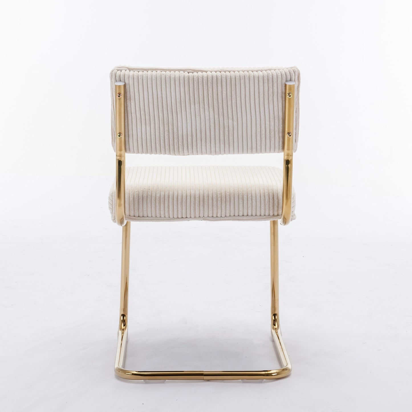 Cream corduroy accent chair with gold metal frame