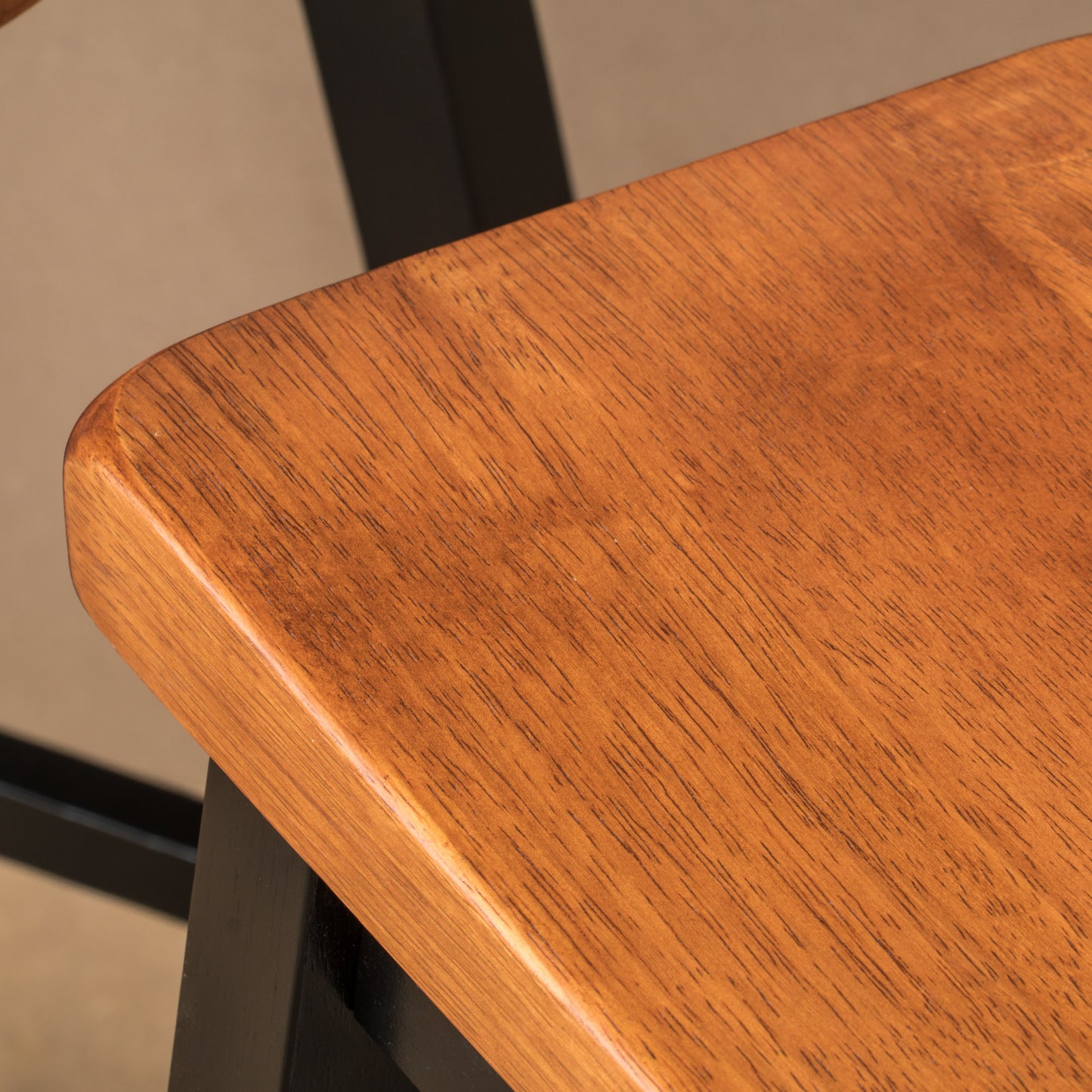 Closeup of a warmtoned wooden countertop with visible grain