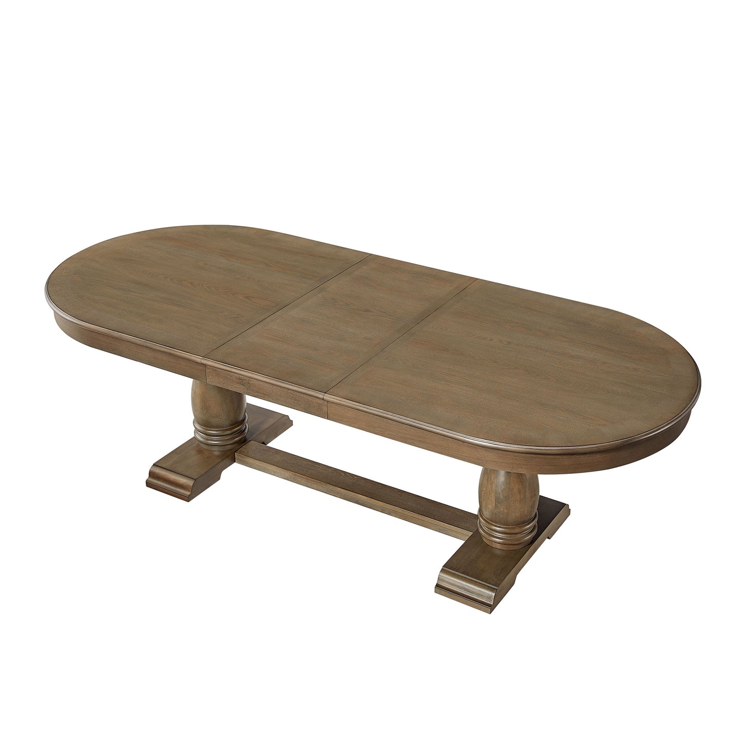 Rustic brown oval dining table with pedestal base