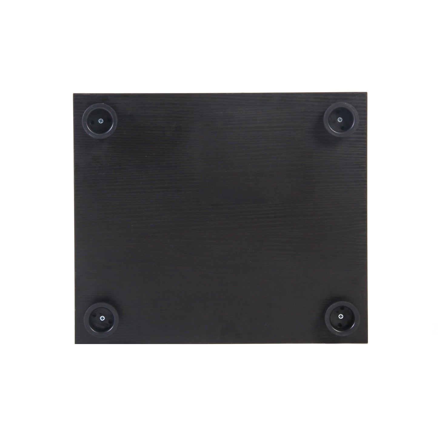 Black wooden desk with adjustable feet