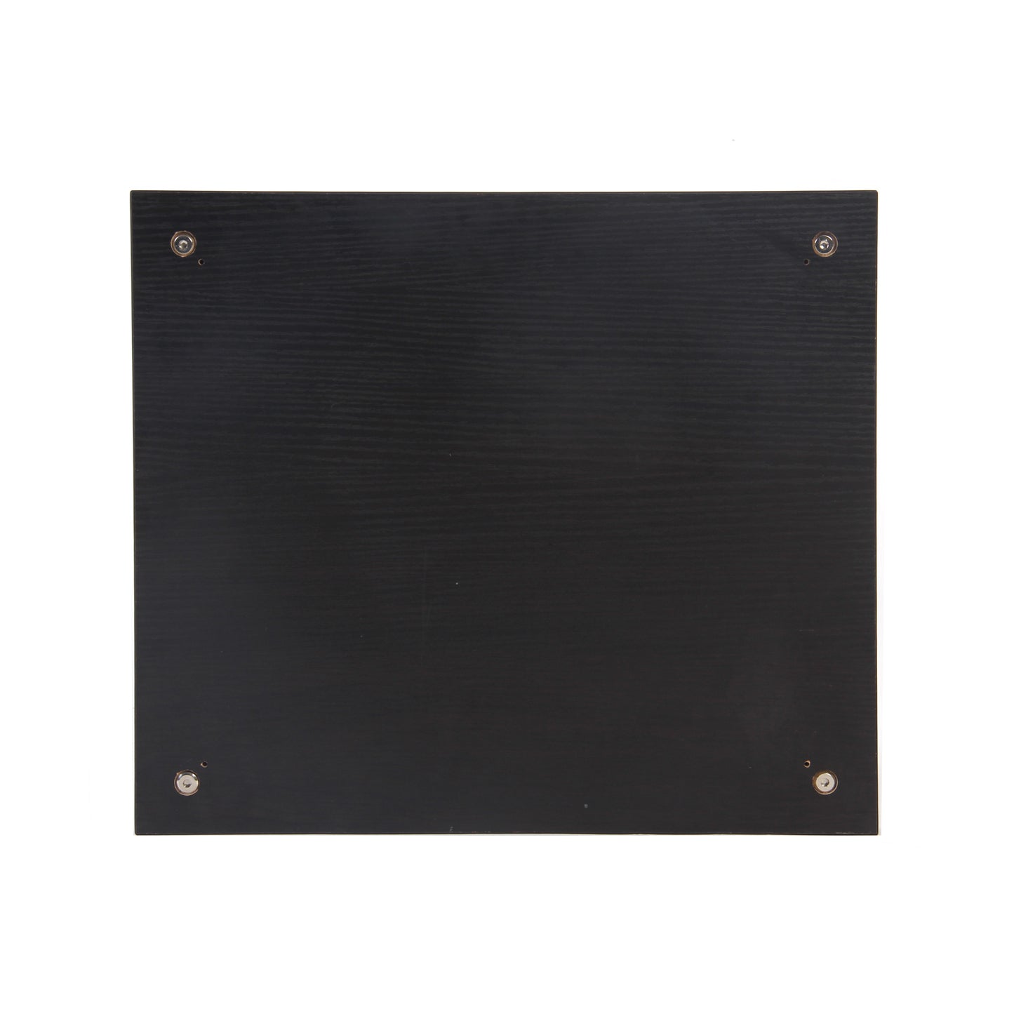 Black wood panel with silver screw accents