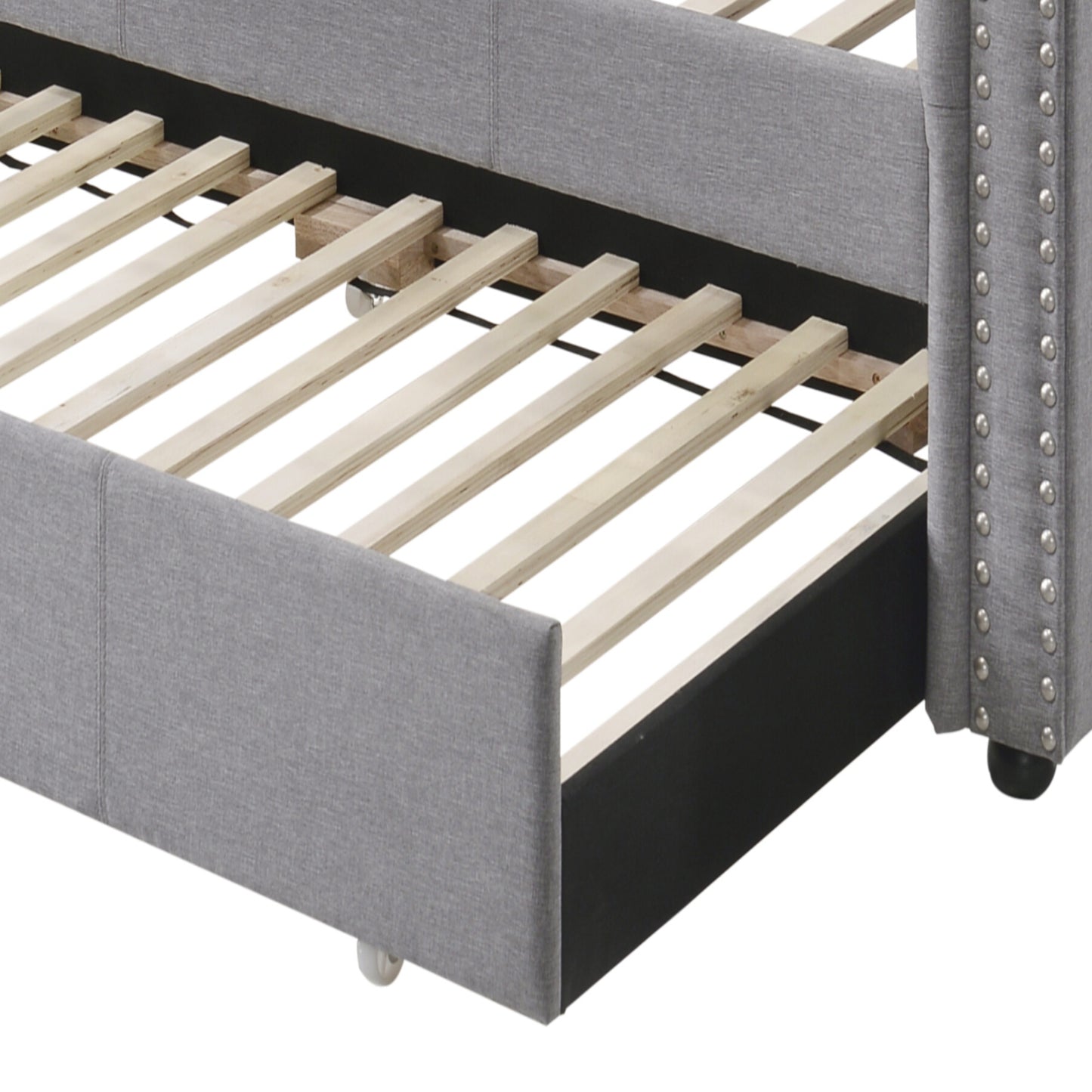 Comfortable Smoke Gray Twin Daybed with Trundle - No Box Spring Needed