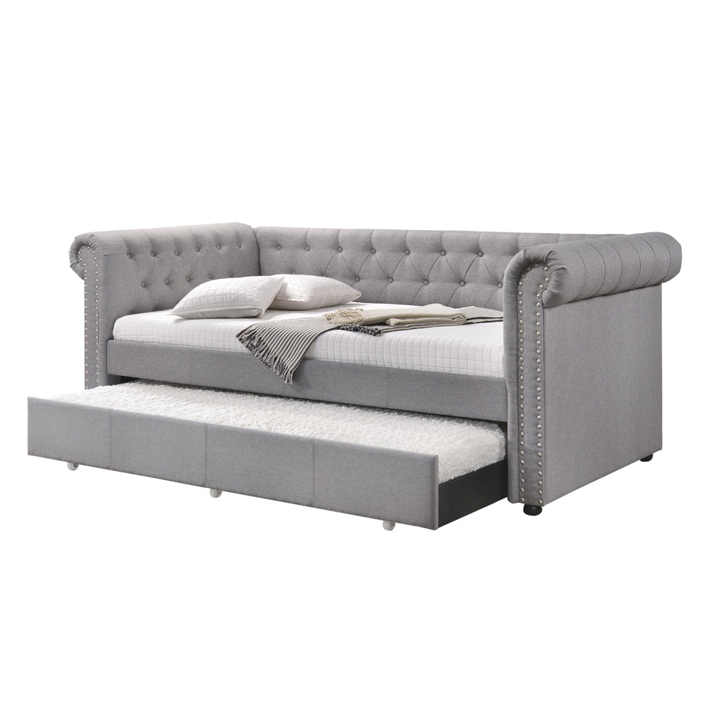 Comfortable Smoke Gray Twin Daybed with Trundle - No Box Spring Needed